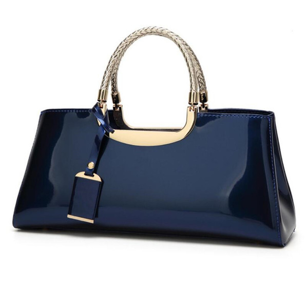 Women Luxury Brand Handbag 2018 Hot European Trend Fashion Noble Patent Leather Top-handle Totes Ladies Evening Shoulder Bags