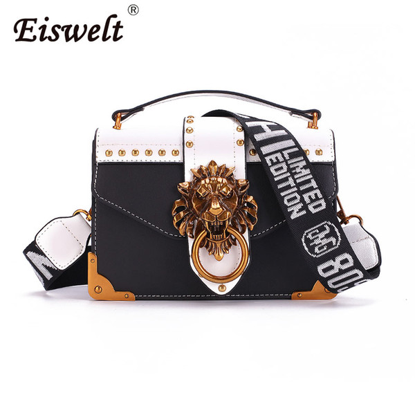 EISWELT Metal Lion Head Mini Small Square Pack Shoulder Bag Crossbody Package Clutch Women Designer Wallet Handbags Bolsos Mujer