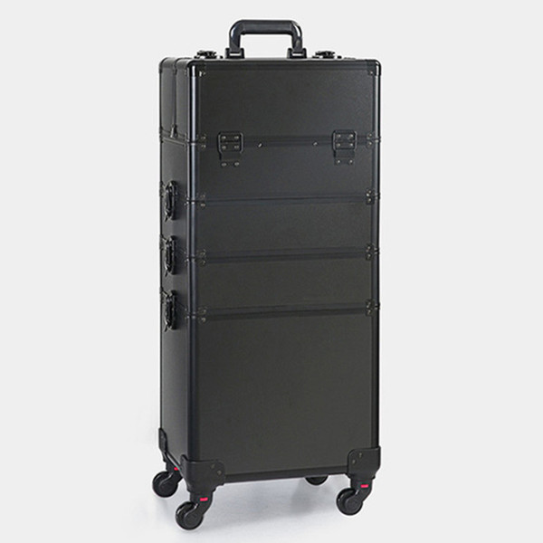 Brand Aluminum frame 4 layers Trolley Makeup Storage Box Beauty Case with wheel professional makeup Suitcase makeup New Universal Wheels