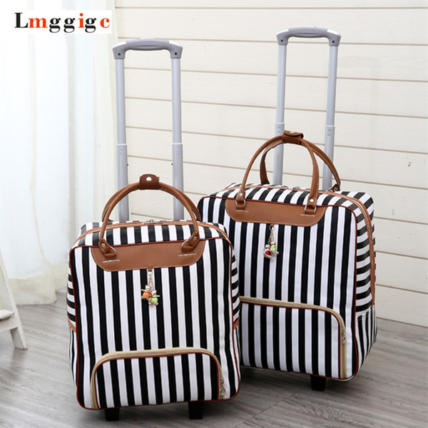 Women Travel Luggage Suitcase Bag,Cabin Waterproof Oxford cloth Rolling Trolley case,PU leather Carry-Ons wheels Dragboxes