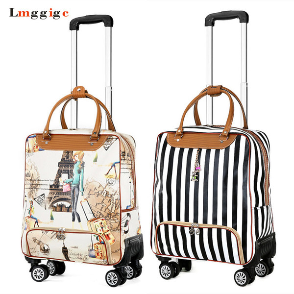 Women Rolling Luggage Bag, Cabin Travel Suitcase,Lightweight Trolley Case,Fashion Carry-Ons Dragboxes with Universal wheels