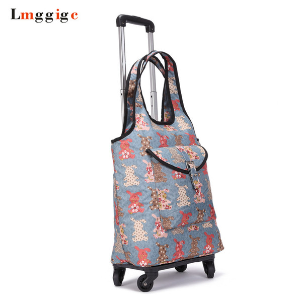 Travel Suitcase Bag,Cabin Luggage,Oxford cloth Handbag with wheel ,Grocery shopping cart,52*35*18 cm Rolling Trolley