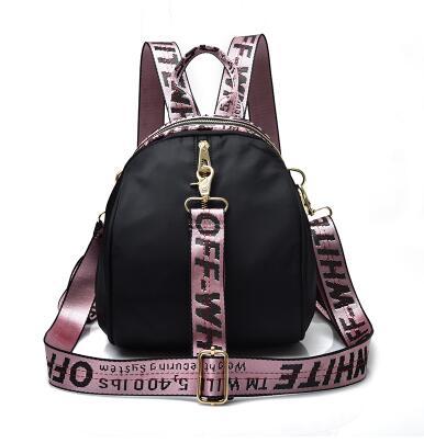 Pink ribbon knapsack, backpack, pink letter, black gray waterproof travel bag, teenage schoolbag