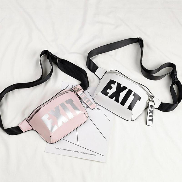 Street Letters Printed Women Chest Waist Fanny Packs Zipper PU Leather Casual Crossbody Waist bag women fanny packs small bag