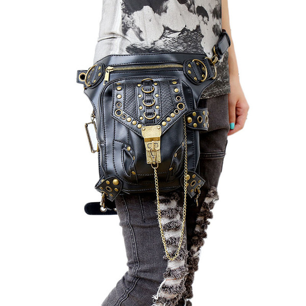 Waist bag Shoulder Bag Messenger Handbag Women Rock Leather Vintage Gothic Retro Steampunk Punk Coin Purse Waist Packs leg bag