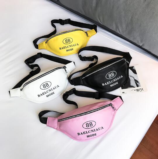 Sports Running Multi Functional Waist Bags Cashier Breast Bag Printing Letters Pink Black Yellow White Waist Bags