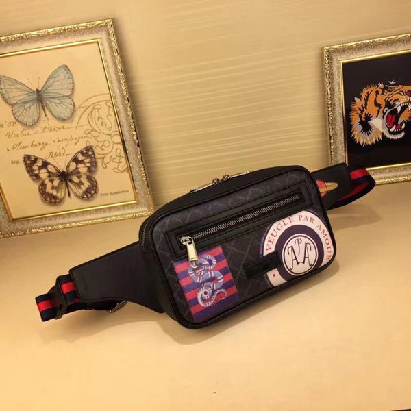 Top quality Brand Waist Bags for men W24xH14xD5cm real Leather Bag luxury printed tiger designer Waistpacks #474293