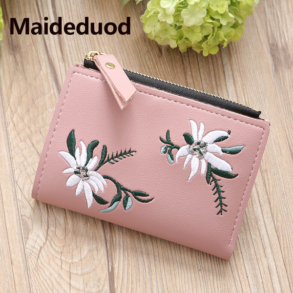 High-quality RFID Card Package Female Change Pocket pu Leather Hasp Mini Wallet Housekeeper ID Credit Card Women Embroidery Moneybag