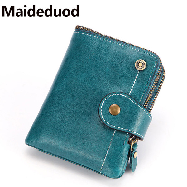 Brand Women Wallet Female Genuine Leather Short Wallets Coin Purse Small Card Holder With Zipper Clamp For Money Bag Portomonee