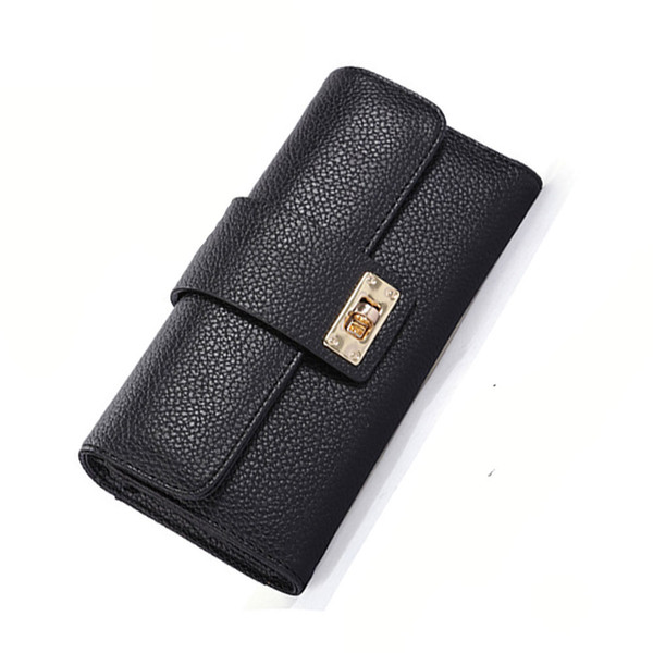 Purse Women Metal Lock Pu Wallets Purse Card Long Wallet Holder Clutch Wallet Women Card Holder Purse A4150