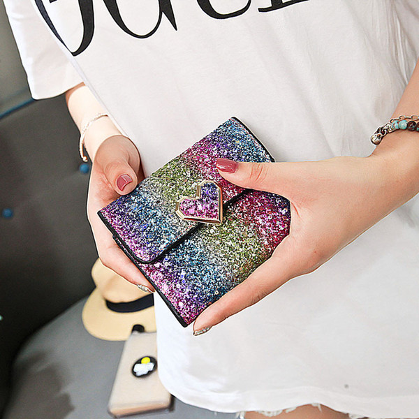 Luxury Wallet Women Wallets Short Casual PU Leather Bling Coin and Multi Credit Card Holders Small Packet Wallet Purse