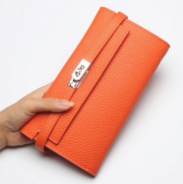 New Arrival Luxury Wallets for Women High Quality Genuine Leather Card Holders Ladies Designer Long Purse Lock Wallet