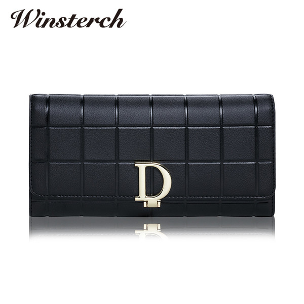 Luxury Brand Designer Genuine Leather Women Wallet Long Fashion Female Clutch Phone Purse Coin Holder Handbag Y0114