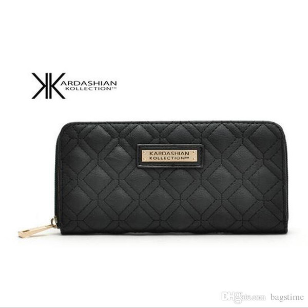 New White Black Kk Wallet Long Design Women Wallets PU Leather Kim Kardashian Kollection High Grade Clutch Bag Zipper Coin Purse Handbag