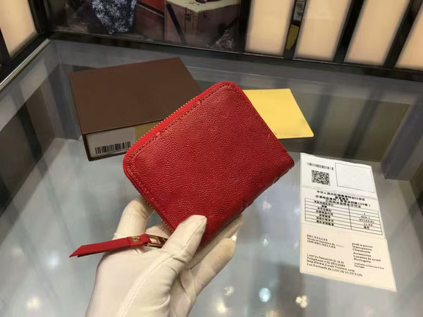 Fashion Zippy Empreinte Letter Women Real Leather Short Zipper Curieuse Clutch MINI wallets CX#107 purses card holder With Box Bag 60076