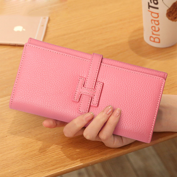 Womens Wallets and Purses For 2018 Genuine Leather Long Girl Wallet Large Cash Pocket Luxury Designer Money Bag Coin Card Holder