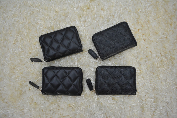 High quality factory selling designer brand new lambskin caviar quilted flap zippy coin purse wallet card holder with box 69271