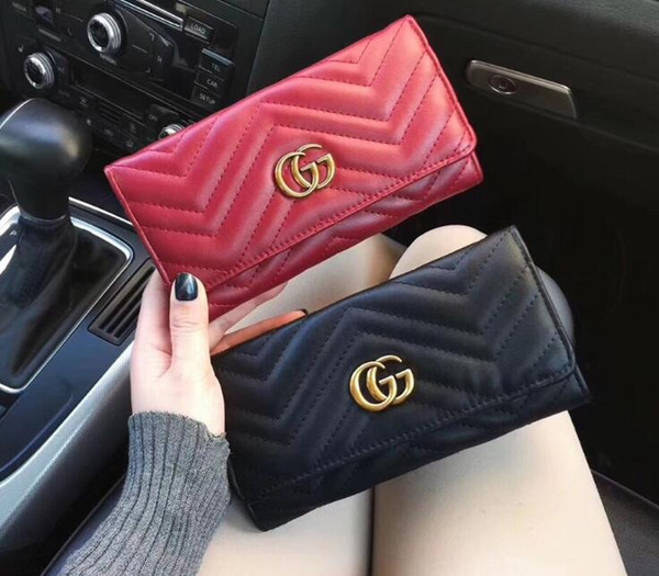 wallet designer luxury handbags purses famous brand fashion single zipper luxury designer women leather wallet ladies long purse 19*10.*25.