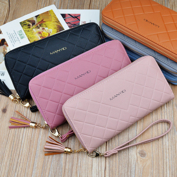 Fashion Long Zipper Lady Purses Women Wallets Female New Luxury Phone Tassel Coin Pocket Designer Clutch PU Leather Card Holder