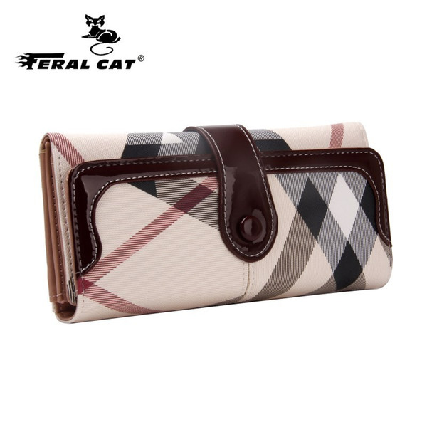 Wholesale- High Quality Womens Long Wallets 2017 New Fashion Designer Passport Holder Plaid Wallets And Travel Cell Phones Purses 7000