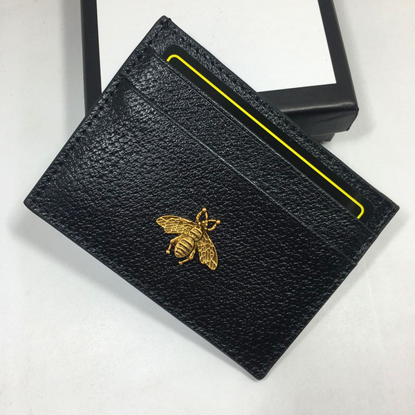 Genuine Leather Small Wallets Holders Women Metal Bee Bank Credit Card Package Coin Bag Card ID Holder purse women Thin Wallet Pocket Pouch