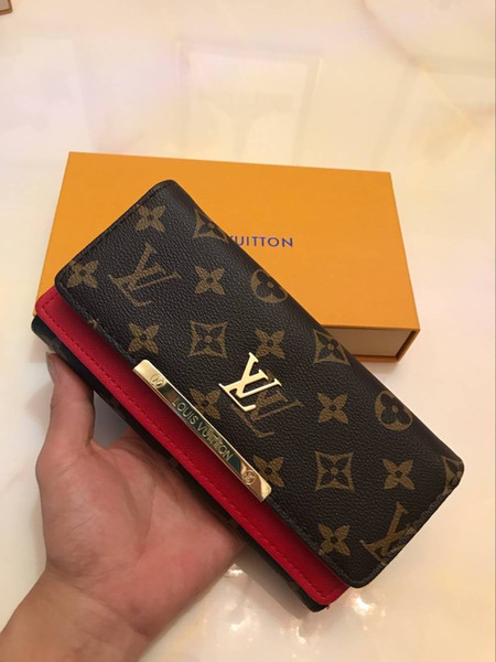 2017 new L bag free shipping wallet high quality plaid pattern women's wallet men's high-end luxury brand designer L wallet with box