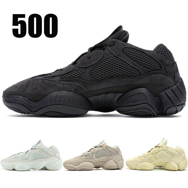 2019 Utility Black 500 Running Shoes Men Women Salt Blush Super Moon Yellow Designer Shoes Desert Rat 500 Sport Sneakers 36-46