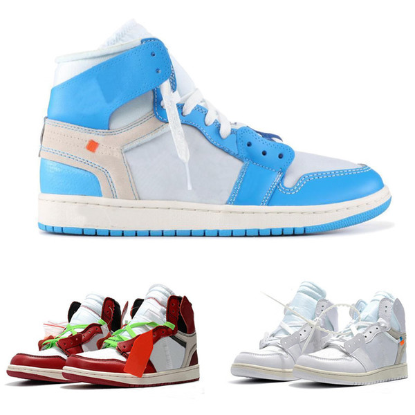 designer shoes off Mens basketball shoes 1s for Brand Sports Shoes Trainer University Blue Chicago White Sneakers SIZE 36-46