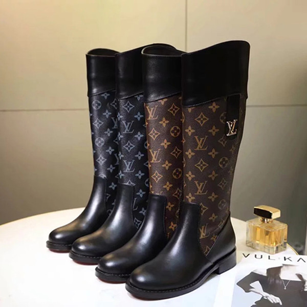 TOP Designer 2018 Women Luxury Brand Knee Boots Genuine Leather Thigh High Fashion Boot Lady Dress Boots Casual Shoes With box