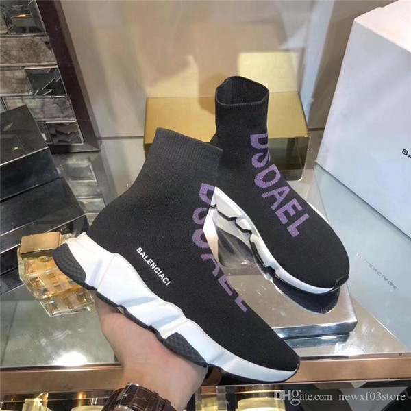 NO.1Balenciaga 2019 New Style Dsoael Knit Sock Speed Runner Sneakers Shoes With Original Box