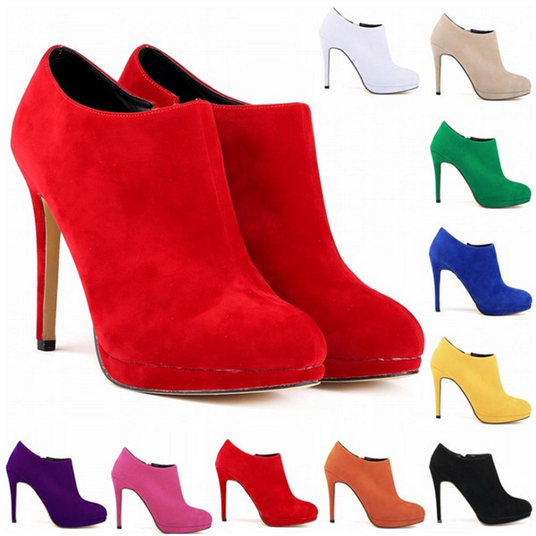 New Fashion Synthetic Flock Platform High Heels Ladies Women Autumn Winter Casual Ankle Boots Shoes Us Size 4-11 D0005