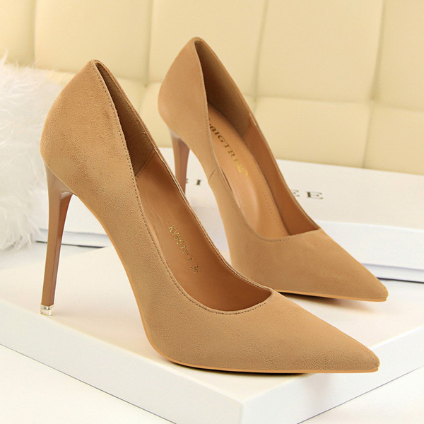 Elegant Lady Dress Shoes Sexy Women Pumps Heels Suede Pointed Toe Thin High Heels Festival Party Wedding Shoes Formal Pumps GWS284