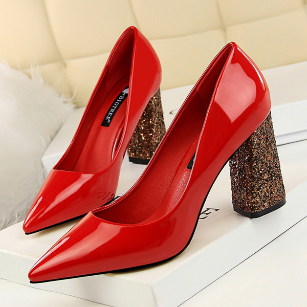 Chunky High Heels Lady Dress Shoes Sexy Clubwear Women Pumps Heels Festival Party Wedding Shoes Business Formal Pumps Heels GWS359