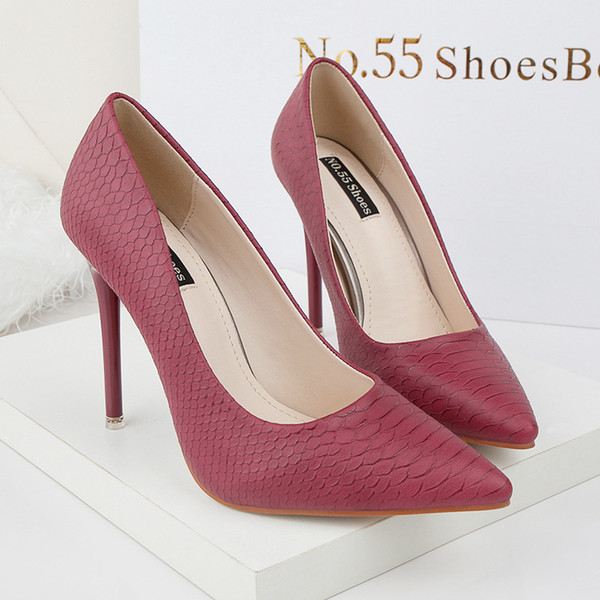 Stone Pattern Lady Dress Shoes Women Pumps Heels PU Leather Pointed Toe High Heels Festival Party Wedding Shoes Formal Pumps GWS296