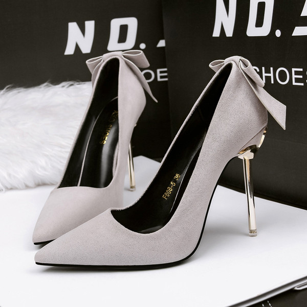 Bowknot Lady Dress Shoes Women Pumps Heels PU Leather Pointed Toe Thin High Heels Festival Party Wedding Shoes Slim Formal Pumps GWS085