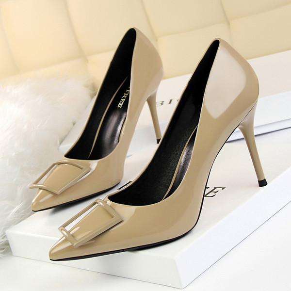 Golandstar Lady Dress Shoes Sexy Women Pumps Heels PU Leather High Heels Festival Party Wedding Shoes Slim Formal Pumps Heels GWS251