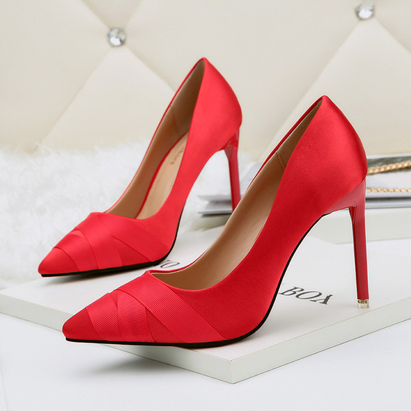 Concise High Heels Lady Dress Shoes Sexy Clubwear Women Pumps Heels Festival Party Wedding Shoes Business Formal Pumps Heels GWS342