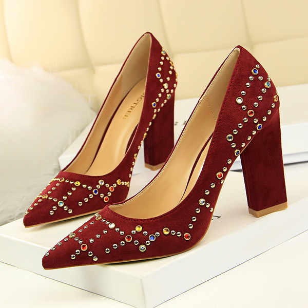 Rhinestone High Heels Lady Dress Shoes Sexy Clubwear Women Pumps Heels Festival Party Wedding Shoes Business Formal Pumps Heels GWS350