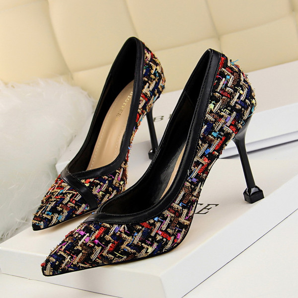 Patchwork High Heels Lady Dress Shoes Sexy Clubwear Women Pumps Heels Festival Party Wedding Shoes Business Formal Pumps Heels GWS349