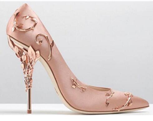 Luxury Filigree Leaf Women Pointed Toe High Heels Haute Couture Shoes Fashion Wedding Pump Super Sexy High Heel Shoes Woman