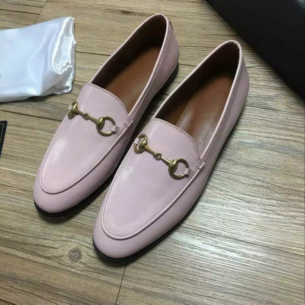 2017 fall sping summer women real leather dress shoes fashion luxury strap Loafers Moccasins Driving shoes with box