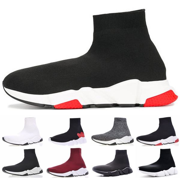 2019 designer Speed Trainer fashion Luxury men women Sock Shoes black white blue oreo Flat mens sport Runner sneakers size 36-45