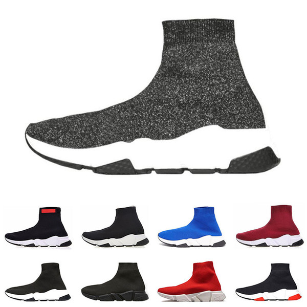 Cheap Designer Speed Trainer Luxury Brand casual Shoes black white red glitter Flat Fashion Socks Boots Sneakers fashion Trainers Runner