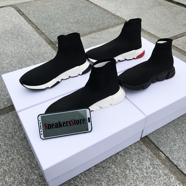 2019 New Designer Sneakers Speed Runner Fashion Shoes Sock Triple Black Boots Red Flat Trainer Men Women Casual Shoes Sport With Dust Bag