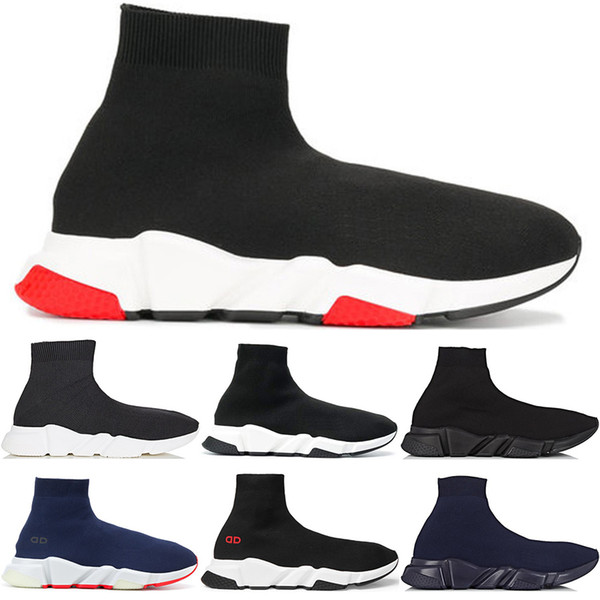 2019 New Luxury Designer Speed Trainer Casual Shoes black white red glitter Flat Fashion Socks Boots Sneakers fashion Trainers Runner 36-45