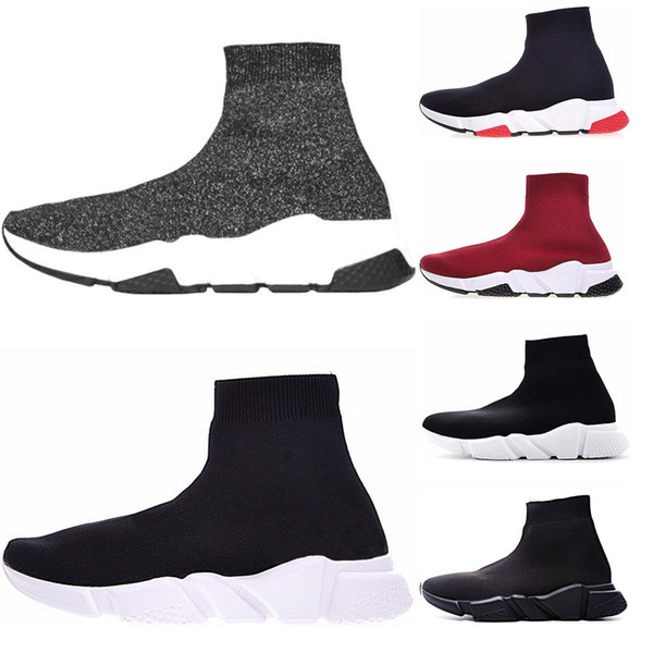 Luxury Speed Casual Trainer Men Women High Sock Shoes Black Blue Red Solid Designer fashion Trainers Runner Outdoor Walking sneakers 36-45