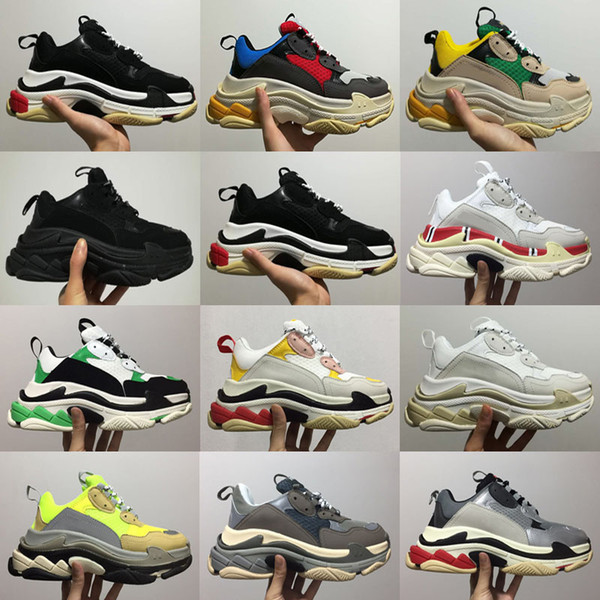 2017 New Unveils New Triple-S 17FW Casual Shoe Man Woman High Quality Mixed Colors Thick Heel Grandpa Casual Shoes size 35-45