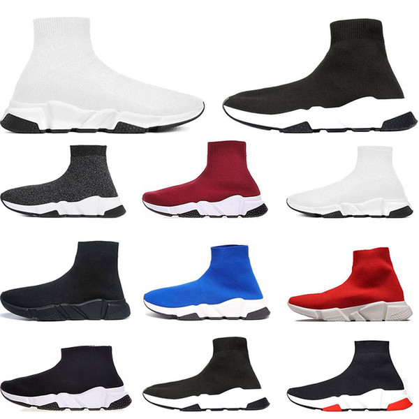 Designer Shoes Speed Trainer Brand bule black white red Flat Fashion mens womens Socks Sneakers fashion Trainers Casua shoes size 36-45