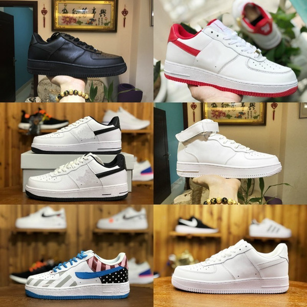 Sale 2019 New Design Forces Men Low Skateboard Shoes Cheap One Unisex 1 Knit Euro Air High Women All White Black Red Casual Shoes