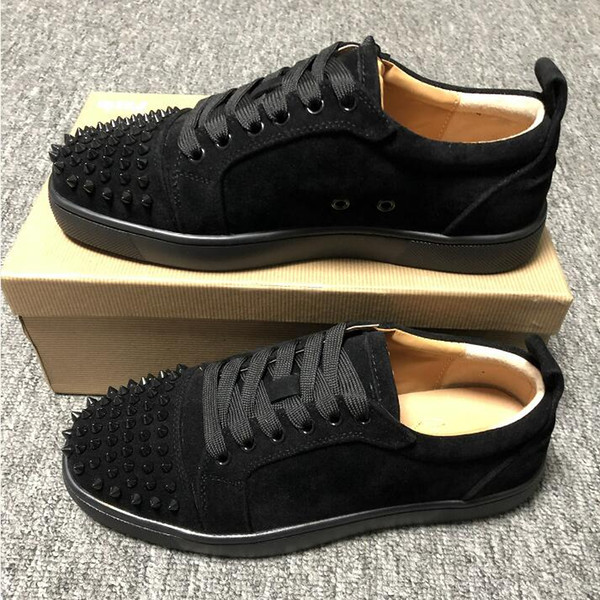 Low top red bottom sneakers for men luxury black leather fashion casual mens womens shoes designer causal shoes Wholesale size 35-45